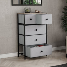 Lassic Vida Designs Chorley 5 Drawer Fabric Ukfr Chest Of Drawers, Beige & Grey Wood - thumbnail 2