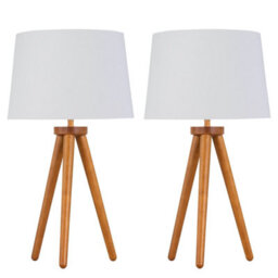 First Choice Lighting Set Of 2 Dark Oak Table Lamp Or Bedside Lights With White Gold Shades