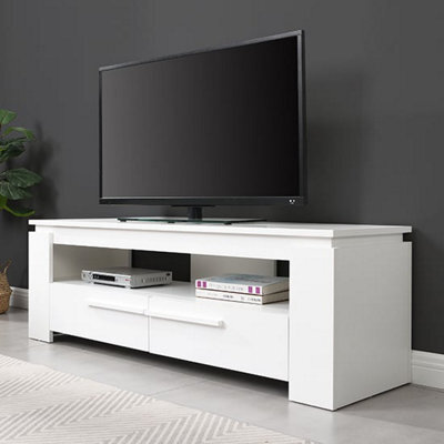 Furniture in Fashion Portland Wooden Tv Stand With 2 Drawers In White - image 1