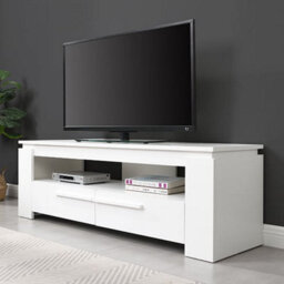 Furniture in Fashion Portland Wooden Tv Stand With 2 Drawers In White - thumbnail 1