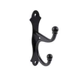 Keypak 5 Pack Rustic Country Hook With Backplate Black Metal - Vintage Wall Mounted Coat Hook, Easy Diy Install - thumbnail 1