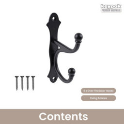 Keypak 5 Pack Rustic Country Hook With Backplate Black Metal - Vintage Wall Mounted Coat Hook, Easy Diy Install - thumbnail 3