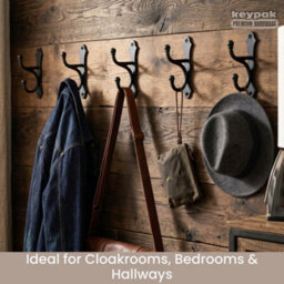 Keypak 5 Pack Rustic Country Hook With Backplate Black Metal - Vintage Wall Mounted Coat Hook, Easy Diy Install - thumbnail 4