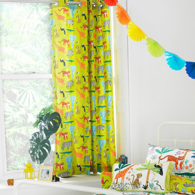 Little Furn. Kids Room Darkening Eyelet Curtain Pair Green (W)168Cm X (D)183Cm - image 1