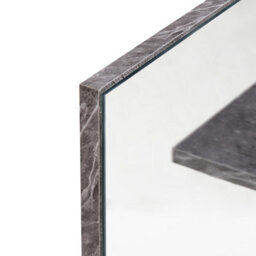 Beliani Wall Mirror With Shelf Pelotas 45 Cm 45 Cm Marble/ Black - thumbnail 6