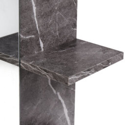 Beliani Wall Mirror With Shelf Pelotas 45 Cm 45 Cm Marble/ Black - thumbnail 7