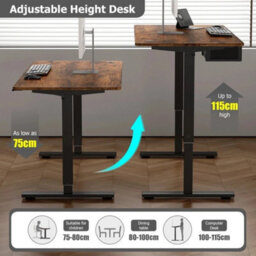 New Electric Standing Desk Height Adjustable With Memory Control Rustic Brown - thumbnail 4