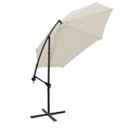 Sundaze Cream 3M Garden Banana Parasol Cantilever Umbrella Sun Shade Patio Hanging With Base Weights - thumbnail 3