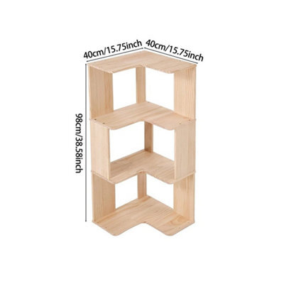 3-Tier Wooden Corner Bookcase Book Storage Cabinet Home/school Shelving Unit - image 1