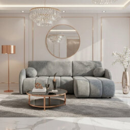 Universal Corner Sofa Zara L 2R+Lc With Sleeping Function And Storage Grey - thumbnail 2