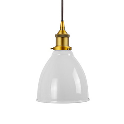 Pale Grey Classic Small Pantry Metal Painted Dome Pendant Light With Antique Gold Lamp Holder And Black Round Cable - Se Home