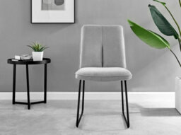 Furniturebox Set Of 2 Dining Chairs - Halle Modern Dining Chairs - Grey Fabric Black Leg Dining Chairs - Kitchen Dining Room Chairs - thumbnail 5