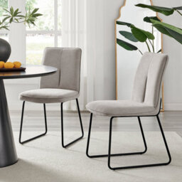 Furniturebox Set Of 2 Dining Chairs - Halle Modern Dining Chairs - Grey Fabric Black Leg Dining Chairs - Kitchen Dining Room Chairs - thumbnail 1