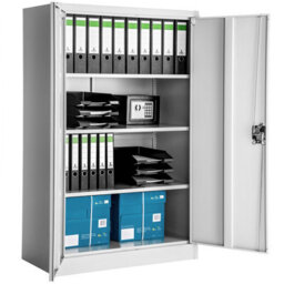 Tectake Filing Cabinet - 4 Adjustable Shelves, Lockable, 140 X 90 X 40 Cm - 1 - Grey - thumbnail 1