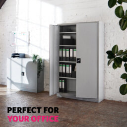 Tectake Filing Cabinet - 4 Adjustable Shelves, Lockable, 140 X 90 X 40 Cm - 1 - Grey - thumbnail 8