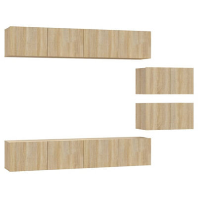 Berkfield Classic 4 Piece Tv Cabinet Set Sonoma Oak Engineered Wood - image 1