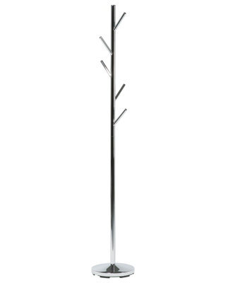 Wyld And Coco Living Coat Stand Silver Metal Hallway Rack With 5 Hooks, 170Cm Height - image 1