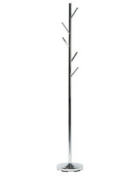 Wyld And Coco Living Coat Stand Silver Metal Hallway Rack With 5 Hooks, 170Cm Height - thumbnail 1