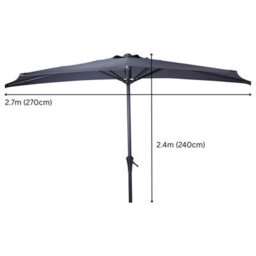 Jack Stonehouse Jsh 2.7M Halfround Parasol Sunshade In Dark Grey 160Gsm Uv Resistant Polyester Balcony Umbrella With Air Vent & Crank Half - thumbnail 4