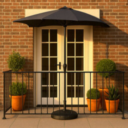 Jack Stonehouse Jsh 2.7M Halfround Parasol Sunshade In Dark Grey 160Gsm Uv Resistant Polyester Balcony Umbrella With Air Vent & Crank Half - thumbnail 5
