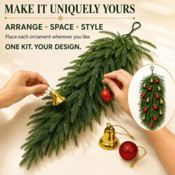 CLEFFNS 2Pcs Christmas Teardrop Swags 65Cm Artificial Norfolk Pine Greenery With Red Bells, Hanging Door Swags For Christmas Front Door - thumbnail 3