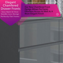 Fwstyle Stora Grey Gloss 6 Drawer Chest (H) 77Cm (W) 110Cm (D) 40Cm - Extra Deep 14Cm Drawers - thumbnail 4