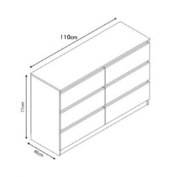 Fwstyle Stora Grey Gloss 6 Drawer Chest (H) 77Cm (W) 110Cm (D) 40Cm - Extra Deep 14Cm Drawers - thumbnail 9