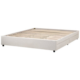 Beliani Bed With Storage Drawers Without Headboard Fabric Prades 180 X 200 Cm (Eu Super King) Light Beige - thumbnail 5