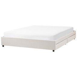 Beliani Bed With Storage Drawers Without Headboard Fabric Prades 180 X 200 Cm (Eu Super King) Light Beige - thumbnail 4