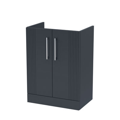 Hudson Reed Deco Floor Standing 2-Door Vanity Unit, Stylish Vanity Unit In Bathroom For Contemporary Interiors, Satin Soft Black - image 1