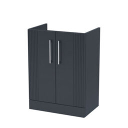 Hudson Reed Deco Floor Standing 2-Door Vanity Unit, Stylish Vanity Unit In Bathroom For Contemporary Interiors, Satin Soft Black - thumbnail 1