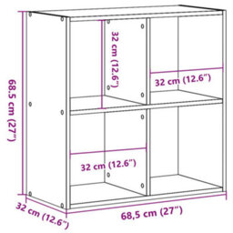 Berkfield Bookcase Old Wood 68.5X32X68.5 Cm Engineered Wood - thumbnail 9