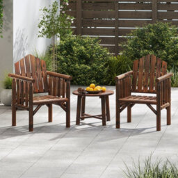 Costway Outdoor Wood Armchair Wooden Patio Dining Chair With Armrests - thumbnail 5