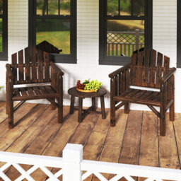 Costway Outdoor Wood Armchair Wooden Patio Dining Chair With Armrests - thumbnail 6