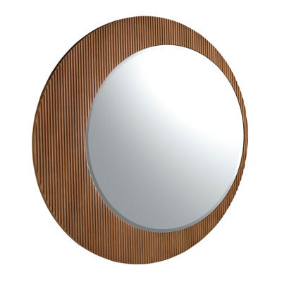 Angel Cerda Elegant Round Walnut Wall Mirror For Modern Décor - image 1