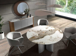 Angel Cerda Elegant Round Walnut Wall Mirror For Modern Décor - thumbnail 6