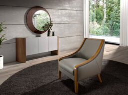 Angel Cerda Elegant Round Walnut Wall Mirror For Modern Décor - thumbnail 8