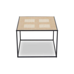 Orsina Natural Rattan Top Coffee Table, Black Metal Frame Coffee Table, Versatile Coffee Table For Home, Indoor