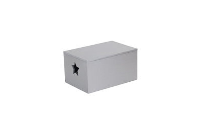 Red Hamper Wb068 Soft Wood Silver Painted Storage Box With Star Cut Out - image 1