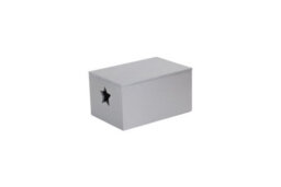 Red Hamper Wb068 Soft Wood Silver Painted Storage Box With Star Cut Out - thumbnail 1