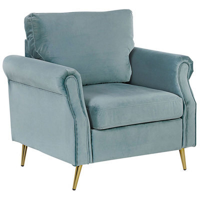 Beliani Armchair Vietas Velvet Mint Green - image 1