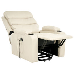 Beliani Electric Recliner Chair Eter With Footrest Faux Leather Beige - thumbnail 4