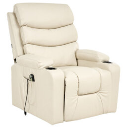 Beliani Electric Recliner Chair Eter With Footrest Faux Leather Beige