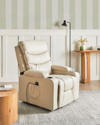 Beliani Electric Recliner Chair Eter With Footrest Faux Leather Beige - thumbnail 2