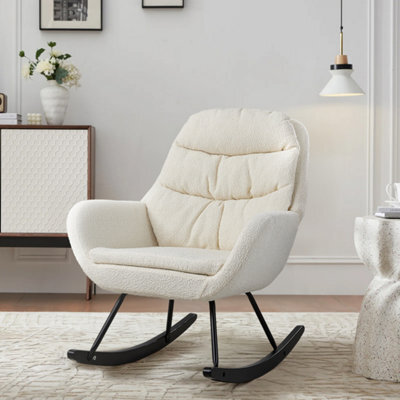 Darphe Teddy Fleece Upholstered Rocking Chair For Living Room - image 1