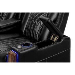 Valencia Tuscany Executive Heat And Massage Home Theater Seating Row Of 2 Loveseat Black Nappa Leather Power Recliner - thumbnail 7