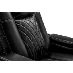 Valencia Tuscany Executive Heat And Massage Home Theater Seating Row Of 2 Loveseat Black Nappa Leather Power Recliner - thumbnail 4