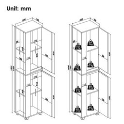 White High Gloss Slim Tower Unit Tall Bathroom Storage Cabinet With Led Light - thumbnail 2