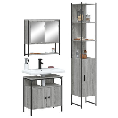 Berkfield 3 Piece Bathroom Furniture Set Grey Sonoma Engineered Wood - image 1