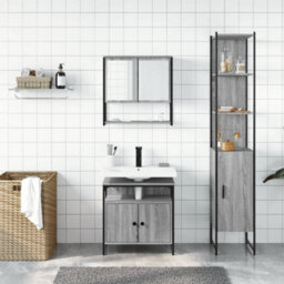 Berkfield 3 Piece Bathroom Furniture Set Grey Sonoma Engineered Wood - thumbnail 3